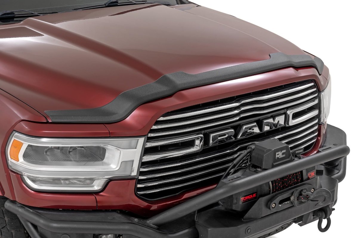 Ram 3500 Hood Protector - Rough Country - Gloss Black - '19-'26